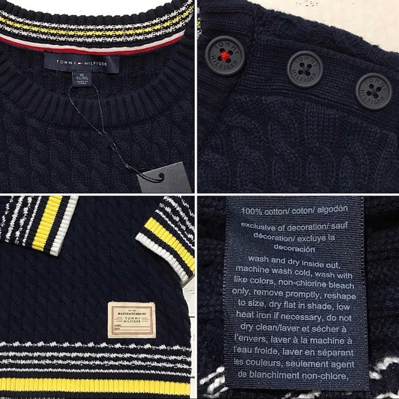 Tommy Hilfiger Button Shoulder Cable Knit Crewneck Sweater - Picture 15 of 16